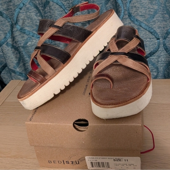 BedStu Crawler Genuine Leather Platform Sandals In Starry Night Lux Sz 11 - Picture 8 of 11